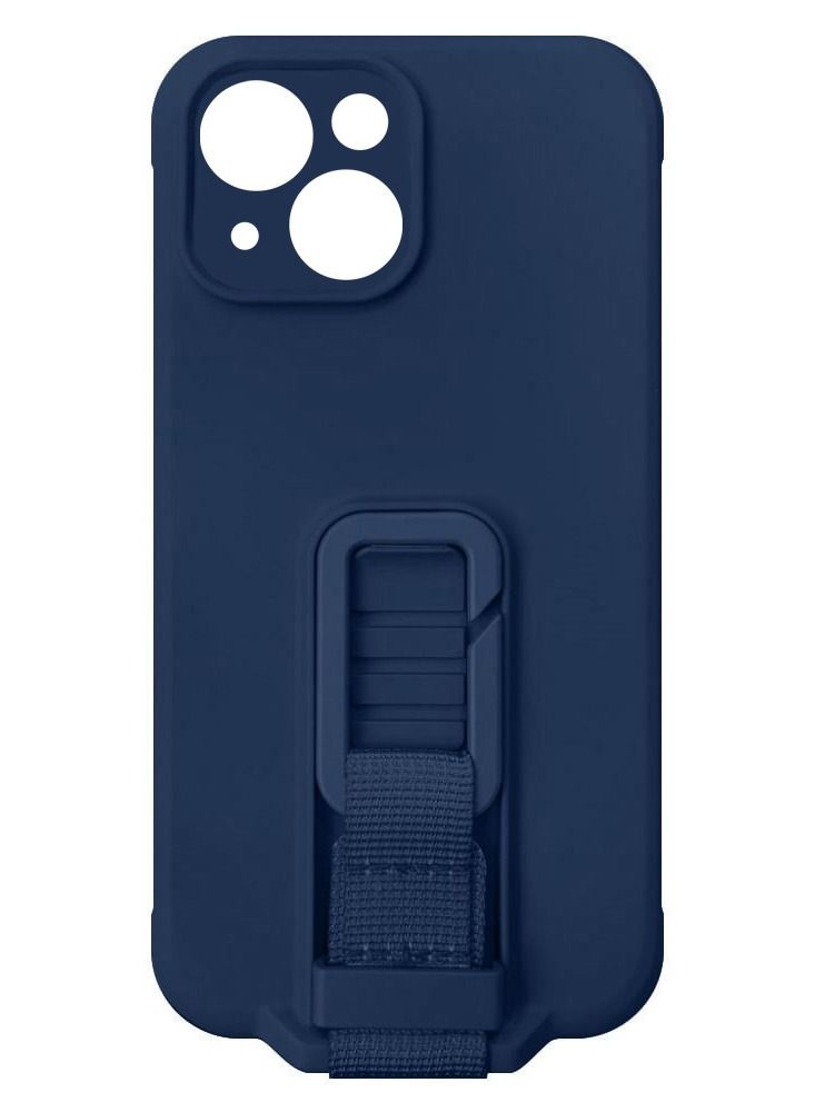 CATANES iPhone 13 Case Soft Silicone Foldable Kickstand Buckle Hook Back Cover Blue - Image 2