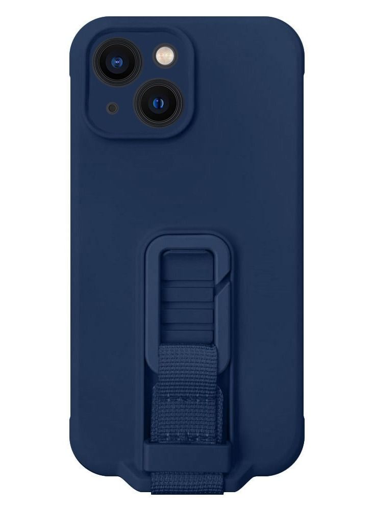 CATANES iPhone 13 Case Soft Silicone Foldable Kickstand Buckle Hook Back Cover Blue - Image 1