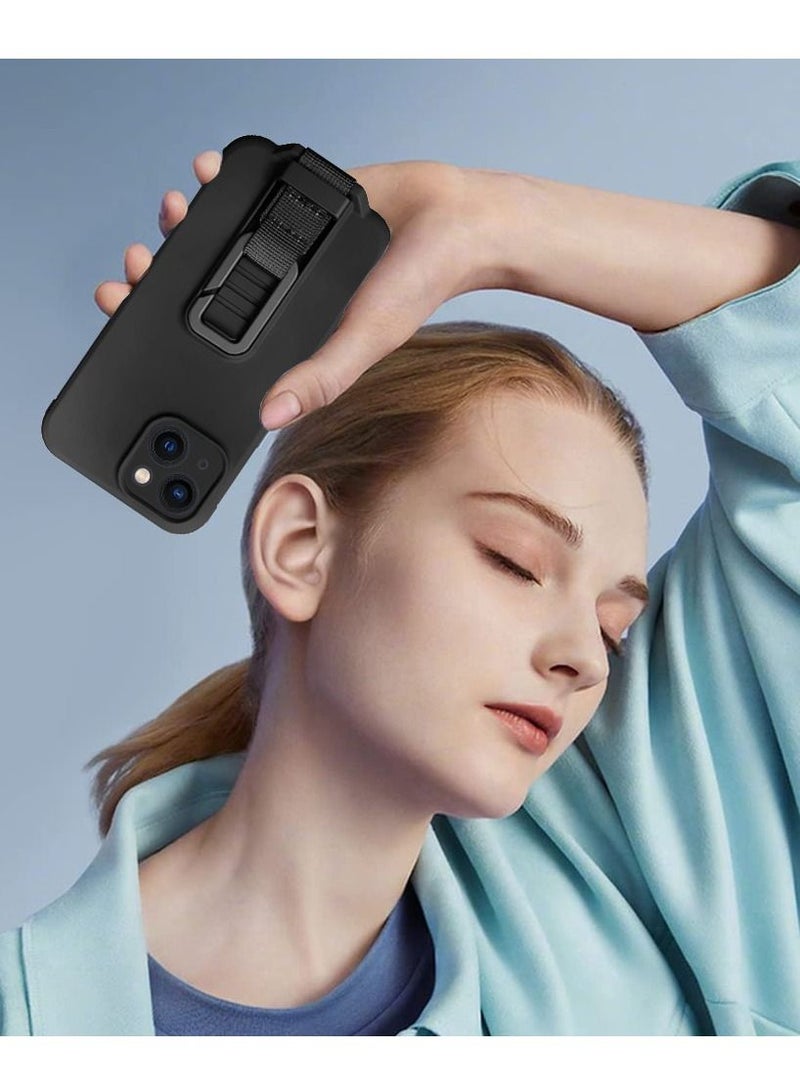 CATANES iPhone 13 Case Soft Silicone Foldable Kickstand Buckle Hook Back Cover Blue - Image 4