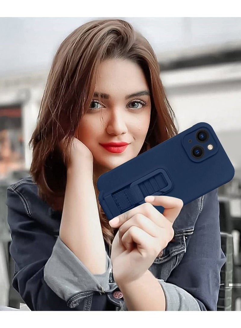 CATANES iPhone 13 Case Soft Silicone Foldable Kickstand Buckle Hook Back Cover Blue - Image 3