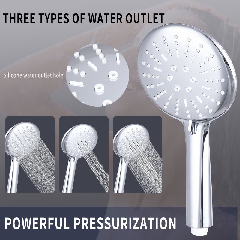 Chrome Shower Slide Bar Set with Three Modes 59 Inch Stainless Steel Hose Handheld Holder Soap Dish Adjustable Riser Rail High Pressure Head G1/2 - Image 5