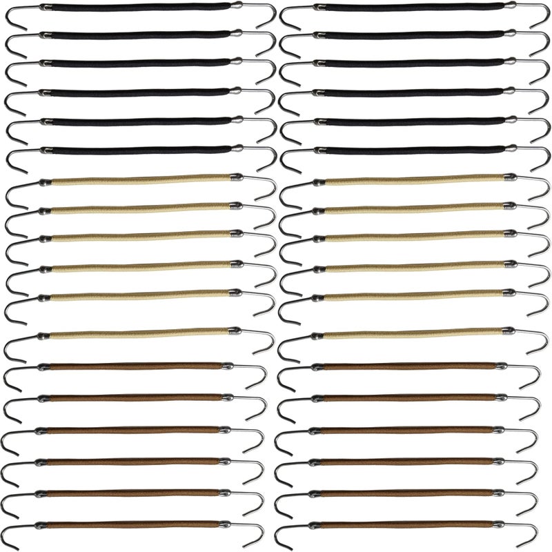 NSBELL 36PCS Elastic Hook Hair Tie Styling Ponytail Holder Hooks Hair Cord Black Coffee and Apricot