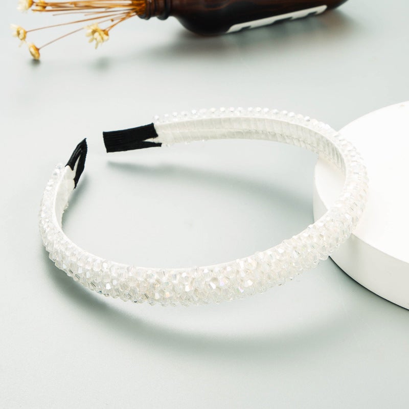 Generic Hening Hair Hoop European and American Internet Celebrity Hot Fish Line Woven String Crystal Hair Hoop ins Korean Style Advanced Face Wash Hair Hoop White 