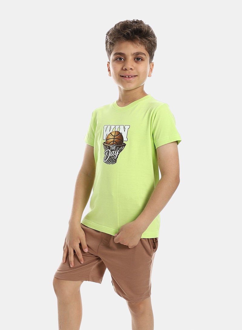 Andora Solid Pattern Cotton Pajama Set - Lemon - Image 4