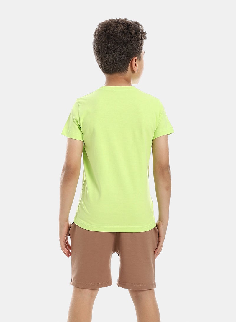 Andora Solid Pattern Cotton Pajama Set - Lemon - Image 3