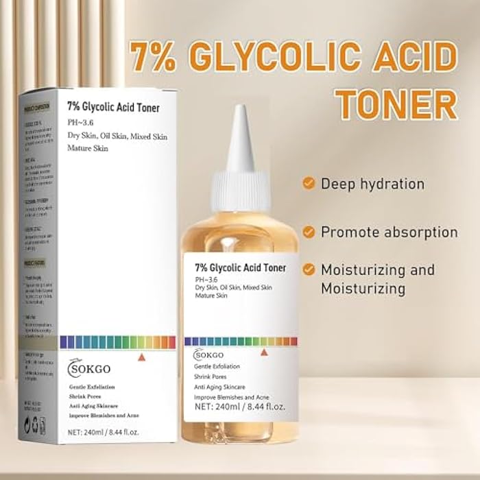 Sokgo 7% Glycolic Acid Exfoliating Toner, Exfoliating Facial Toner, Pore Minimizing Toner, Smooth Skin, Even Tone, Hydrating Formula - Image 2