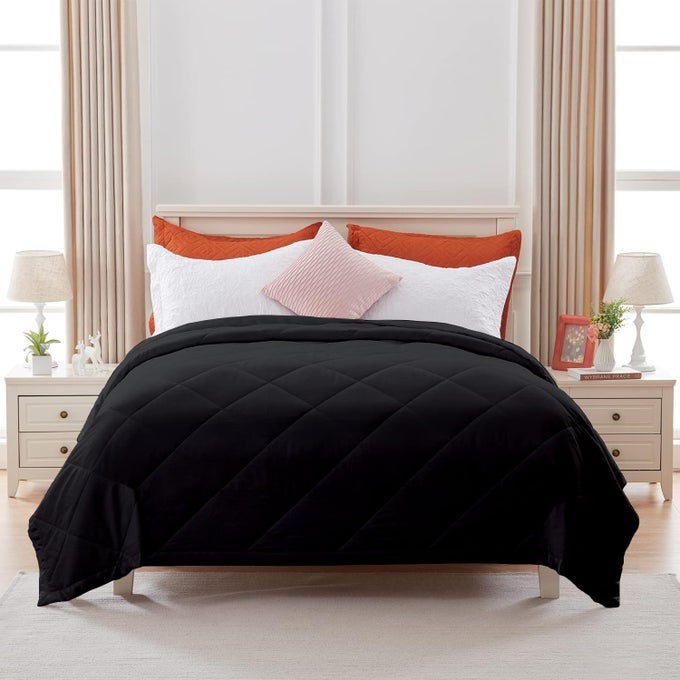 SINGLE BED COMFORTER FOR MILD WINTER 60X90 INCH MICROFIBER 100GSM COMFORTER BREATHABLE DOHARRAJAIBLANKETDUVETQUILT SINGLE BEDBLACK