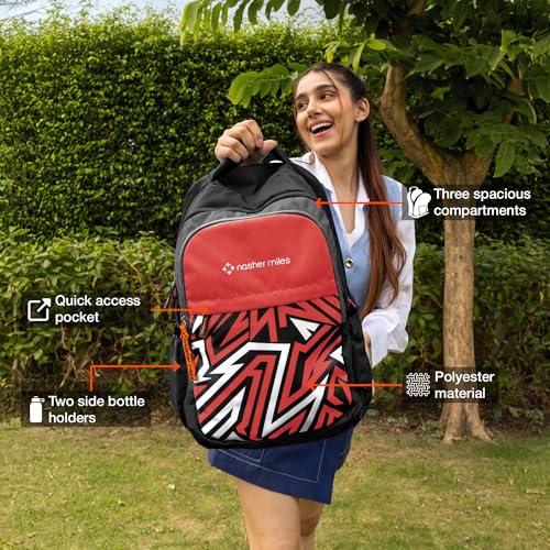 Nasher Miles Physics 3 Compartment Laptop Backpack 31 Liters Polyester with Raincover| Front Organiser Ideal for College, School Bags for Boys & Girls (Black) - Image 2