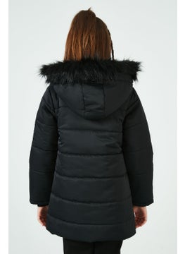 Lela Side Faux Fur Hooded Coat with Pockets Girl's COAT 6035054  - Image 5