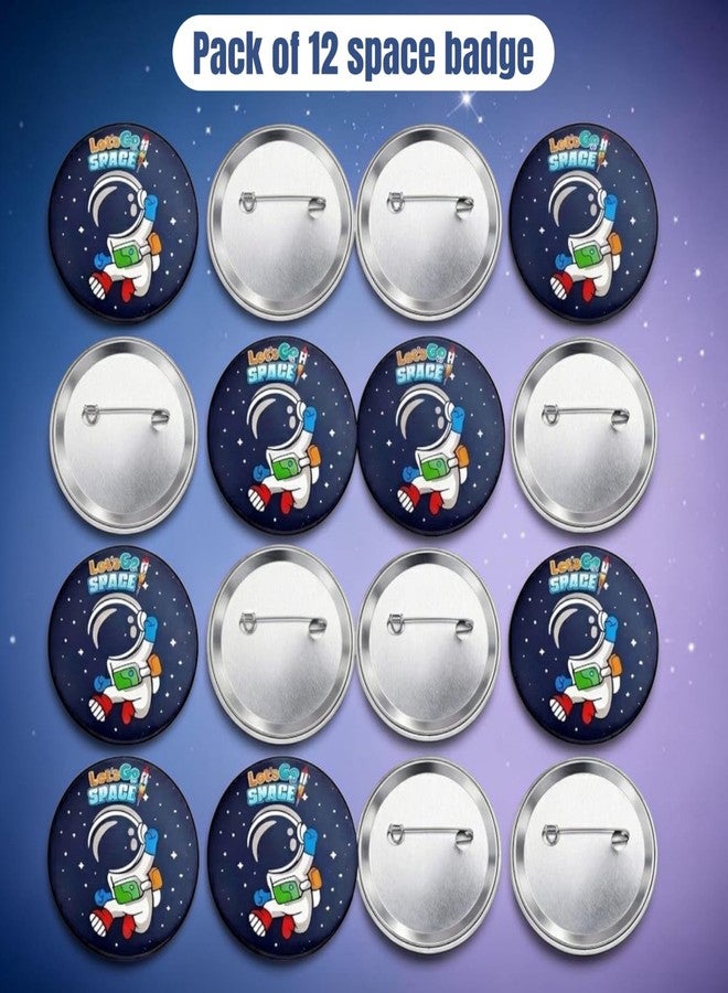 AMYCAUR Space Theme Pin Badge Brooch For Kids - Cute Cartoon Safety Pin Badge For School, Backpack, T-Shirts & Return Gifts - School Giveway Item - Kanjak Gift (12 Pcs) - Image 2