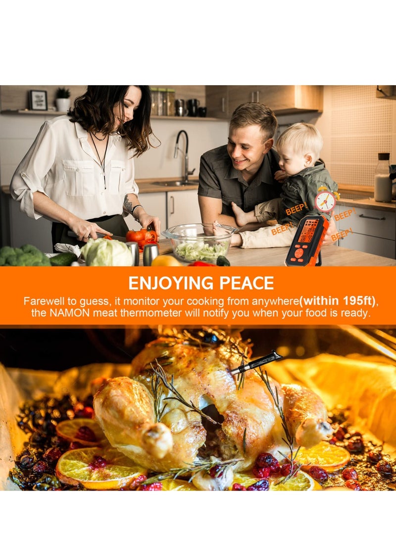 Excefore Wireless Meat Thermometer, with 2 Meat Probe Wireless Thermometer, 195ft Wireless Range Digital Thermometer for Cooking, with Smart Alert Function, for Grilling, Smoker, Rotisserie, BBQ Oven - Image 4