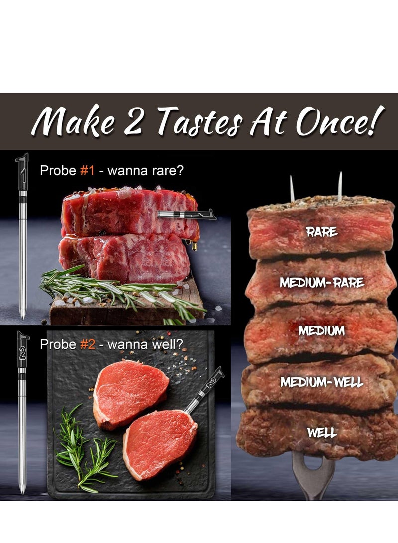 Excefore Wireless Meat Thermometer, with 2 Meat Probe Wireless Thermometer, 195ft Wireless Range Digital Thermometer for Cooking, with Smart Alert Function, for Grilling, Smoker, Rotisserie, BBQ Oven - Image 3