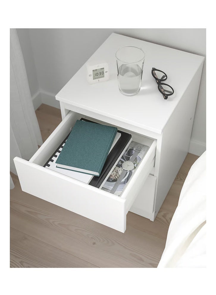 إن كي أكس خزانة تخزين بجانب السرير مع درج ورف، لون أبيض، 40*40*55 سم - Image 4