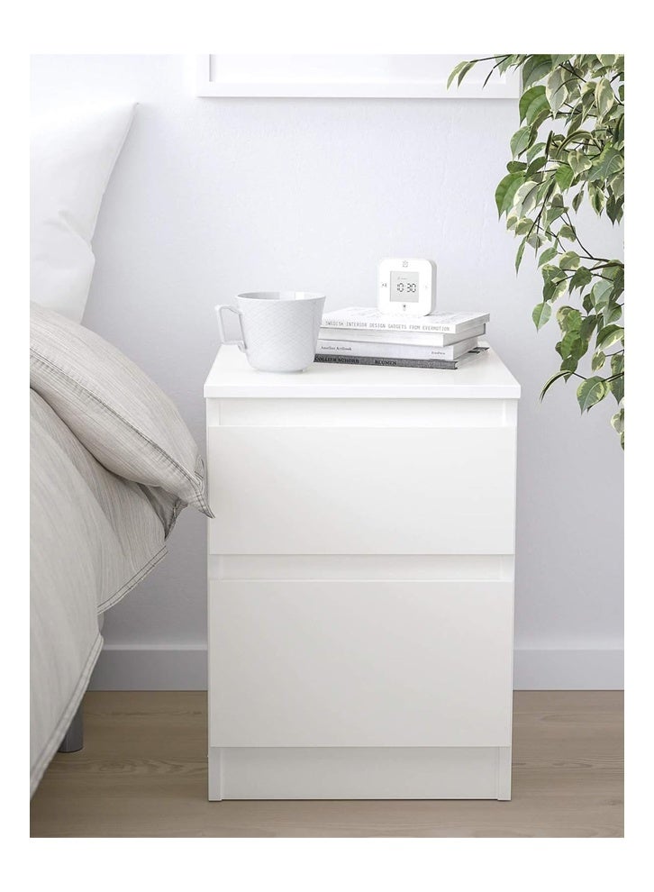 إن كي أكس خزانة تخزين بجانب السرير مع درج ورف، لون أبيض، 40*40*55 سم - Image 1