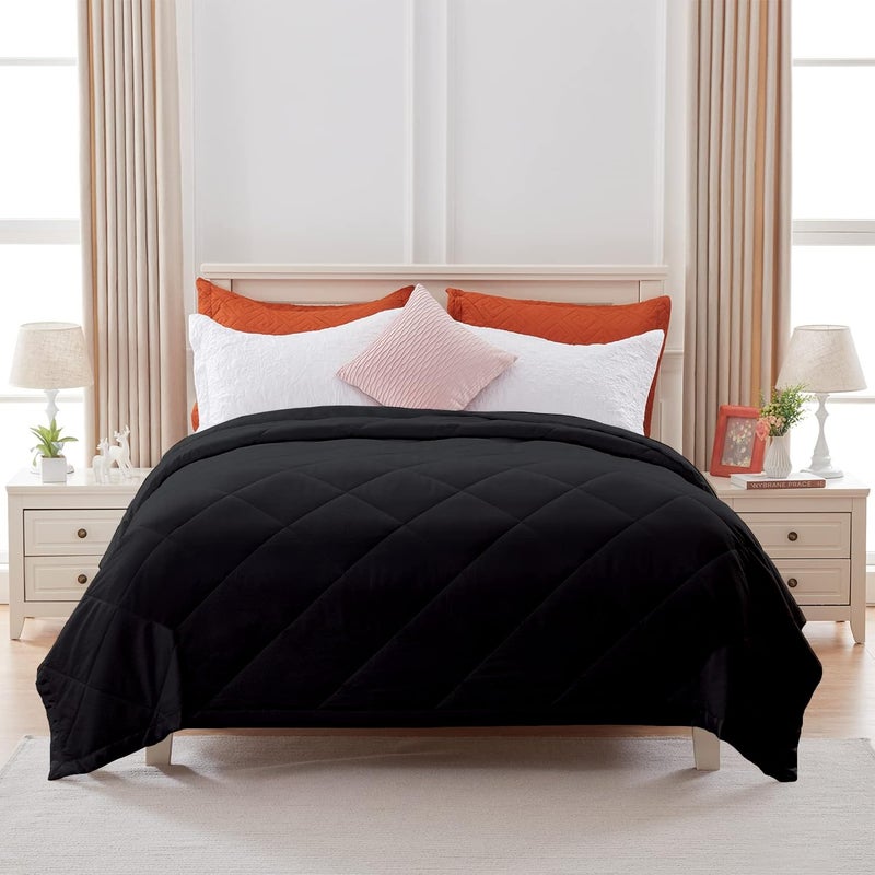 SLEEPINO Single Bed Comforter for Mild Winter 60x90 Inch Microfiber 100GSM Comforter Breathable DoharRajaiBlanketDuvetQuilt Single BedBlack
