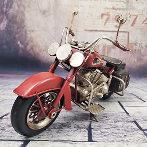 VANLAXY Vintage Motorcycle Model Decoration Iron Motorcycle Miniature Sculpture for Table Book Shelf Decor Gift（Red） - Image 3