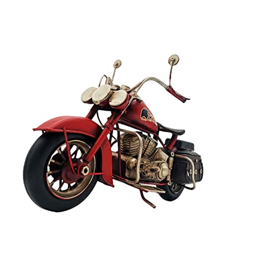 VANLAXY Vintage Motorcycle Model Decoration Iron Motorcycle Miniature Sculpture for Table Book Shelf Decor Gift（Red） - Image 1