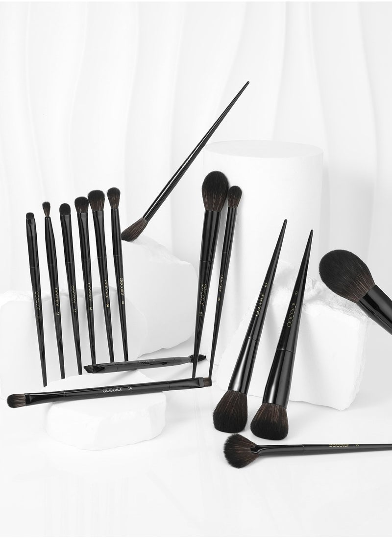 docolor - Makeup Brushes 15Pcs Obsidian Makeup Brush Set Premium Synthetic Powder Kabuki Foundation Contour Blush Concealer Eye Shadow Blending Eyeliner Crease Eyebrow Make Up Brush Kit - Image 1