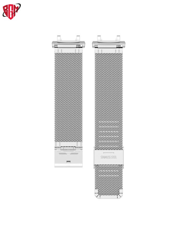 BGM Watch Band Strap For Huami Amazfit T-Rex 2 Snap-fit Stainless Steel Mesh Watch Band(Silver)  - Image 3