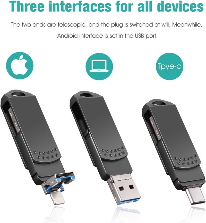 LINJIE USB Flash Drive,4 in 1 Type-C Thumb Drive,1TB Photo Storage Memory Stick, فلاش ميموري,فلاش ميموري 1 تيرا for Computer/Laptop/Android for Computer/Laptop/Android for Photo/Video/Music/File - Image 2