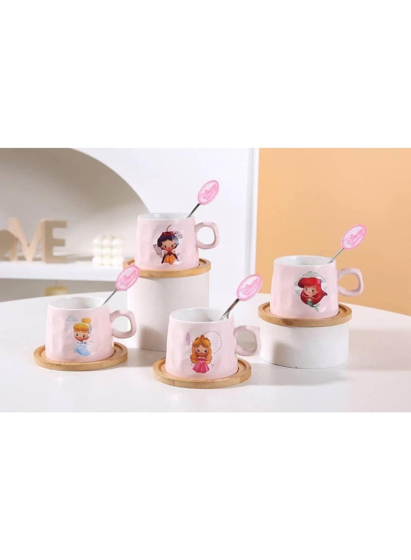 Disney Princesses Cindrella Porcelain Mug With Wooden Coaster & Steel spoon - Image 2
