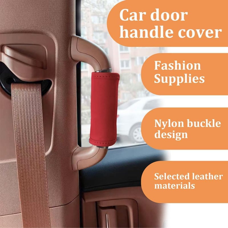 HEVLE 2PCS Car Inside Door Handle Protector, Car Handle Protector, Leather Anti-Scratch Car Handle Cover for Car Decorations, Universal Car Accessories Fits Car (Red) - Image 4