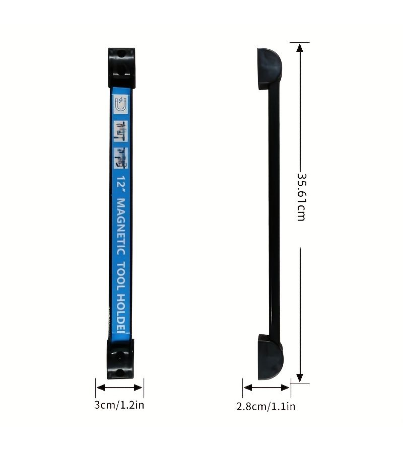 12 Inch Magnetic Strip Tool Rack With 2 Mounting Brackets Storage Organizer - Image 2