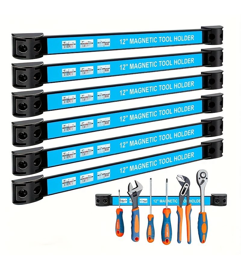 12 Inch Magnetic Strip Tool Rack With 2 Mounting Brackets Storage Organizer - Image 1