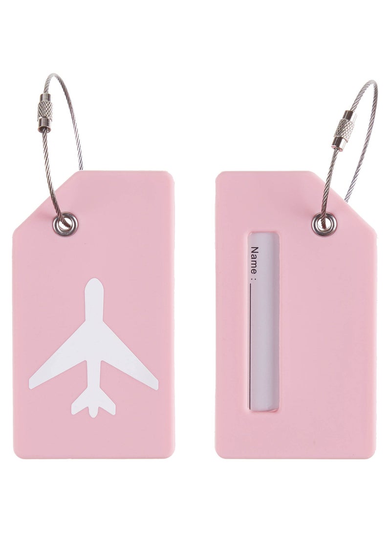 Luckam 5 Pack Silicone Luggage Tag, With Name ID Card Quickly Spot Luggage Suitcase, Anti-lost Tag, Pink - Image 2