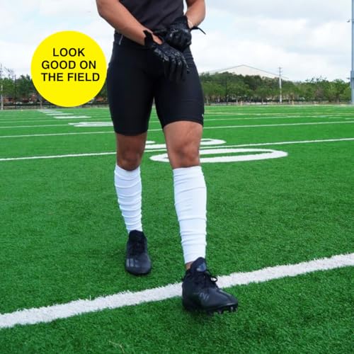 SLEEFS Football Leg Sleeves [1 Pair - Adult - White] - For Adult & Youth - Calf Compression Sleeves for Men and Boys - Image 2