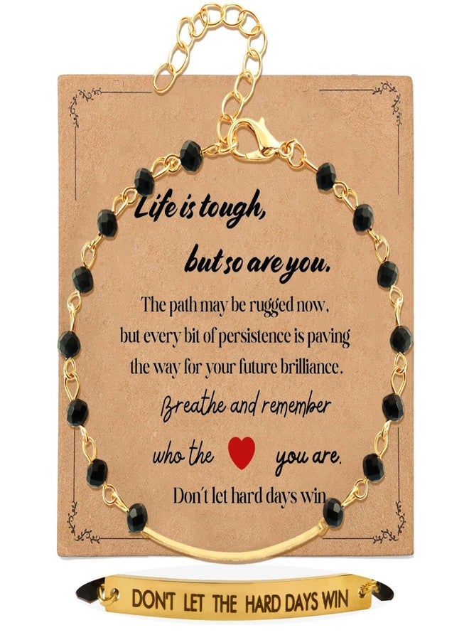 Ohmique Dont Let The Hard Days Win Bracelet - Inspirational Dont Let The Hard Days Win Adjustable Bracelet Beaded Jewelry Gifts, Stainless Steel Engraved Motivational Word for Women Men - Image 1