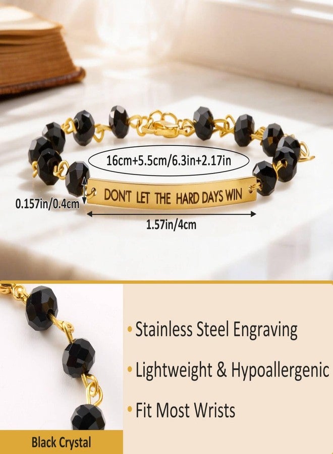 Ohmique Dont Let The Hard Days Win Bracelet - Inspirational Dont Let The Hard Days Win Adjustable Bracelet Beaded Jewelry Gifts, Stainless Steel Engraved Motivational Word for Women Men - Image 3