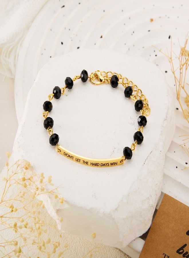 Ohmique Dont Let The Hard Days Win Bracelet - Inspirational Dont Let The Hard Days Win Adjustable Bracelet Beaded Jewelry Gifts, Stainless Steel Engraved Motivational Word for Women Men - Image 2