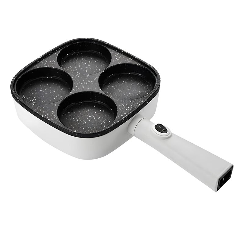 Square Electric Skillet - Non-Stick Multi-Purpose Cooker for Frying, Boiling, Steaming, Fast Heating Pan, Detachable Handle, 4 Slots - Image 1