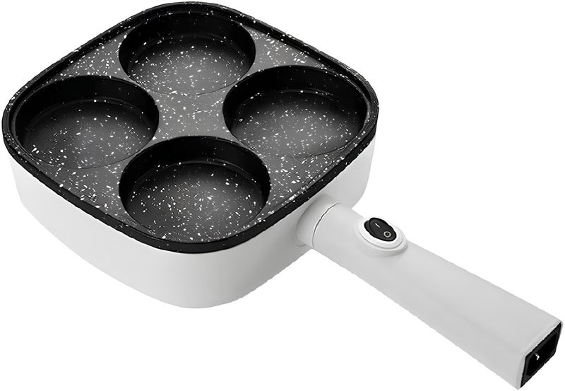 Square Electric Skillet - Non-Stick Multi-Purpose Cooker for Frying, Boiling, Steaming, Fast Heating Pan, Detachable Handle, 4 Slots - Image 3