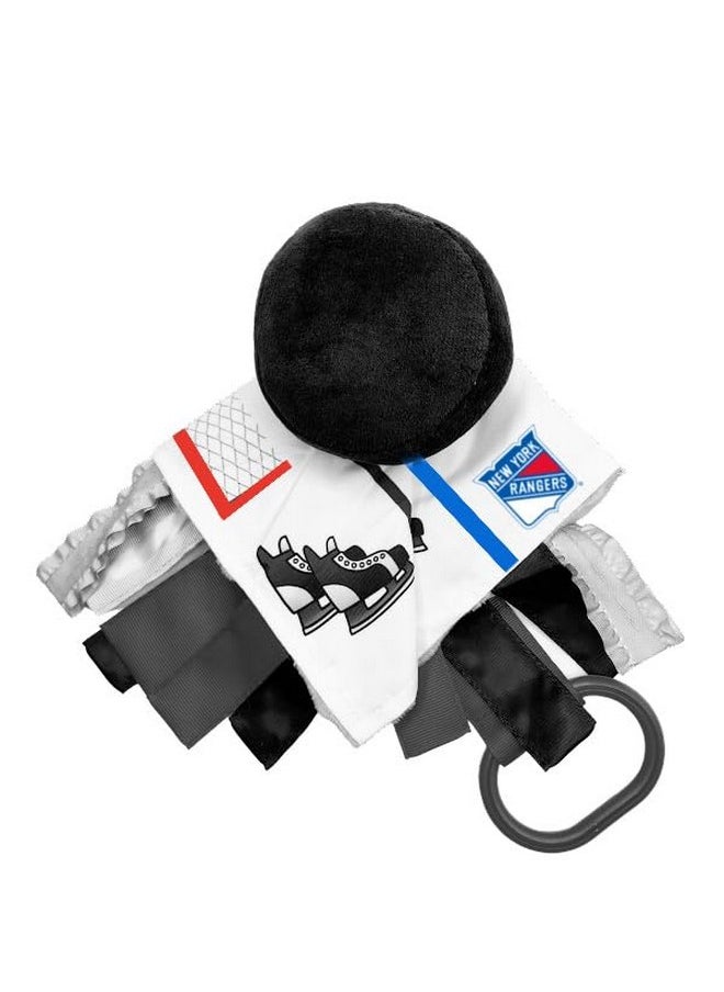 The Learning Lovey The Learning Lovey New York Rangers Baby Tag Toy - NHL Hockey Baby Sensory Crinkle Toys - Soft & Safe - Ideal Baby Stroller Toy - BPA Free w/Stroller Clip (10" x 10" Tag Toy) 