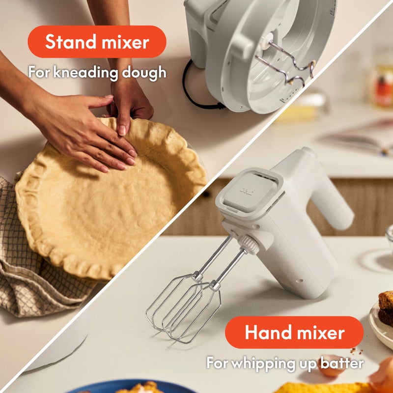 bella 3.5 Qt Hand & Stand Mixer, 2 in 1 Electric Mixer with Bowl, Dough Hook, Whisk & Egg Beater, Multifunctional Handheld Mixer for Baking, 200 Watt, Oatmilk - Image 2