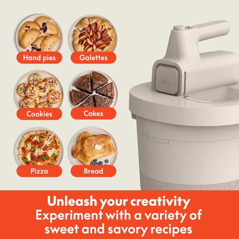 bella 3.5 Qt Hand & Stand Mixer, 2 in 1 Electric Mixer with Bowl, Dough Hook, Whisk & Egg Beater, Multifunctional Handheld Mixer for Baking, 200 Watt, Oatmilk - Image 5