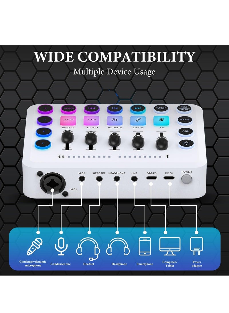 WALALLA Podcast Microphone Bundle, BM-800 Condenser Mic with Live Sound Card Kit, Podcast Equipment Bundle with Voice Changer and DJ Mixer Effects Functions for PC Smartphone Studio Recording Broadcasting - Image 5