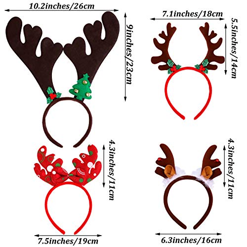 Ruisita 9 Pack Reindeer Headband Ornaments Christmas Antlers Costume Headwear Decoration Assorted Styles Party Gifts for Holiday - Image 5
