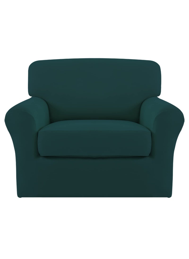 Easy-Going EasyGoing 2 Pieces Microfiber Stretch Chair Slipcover  Spandex Soft Fitted Sofa Couch Cover Washable Furniture Protector with Elastic Bottom Kids Pet Deep Teal 