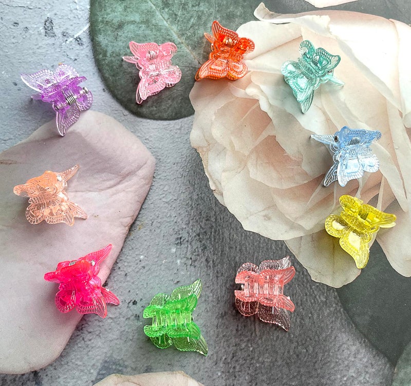 BEBEEPOO Mini Butterfly Hair Claw Clips, Glitter Hair Clips Claw,Small Hair Clips,Sparkly Colorful Hair Accessories for Girls and Women, Cute, Small, Tiny Clip, Set of 50 - Image 3