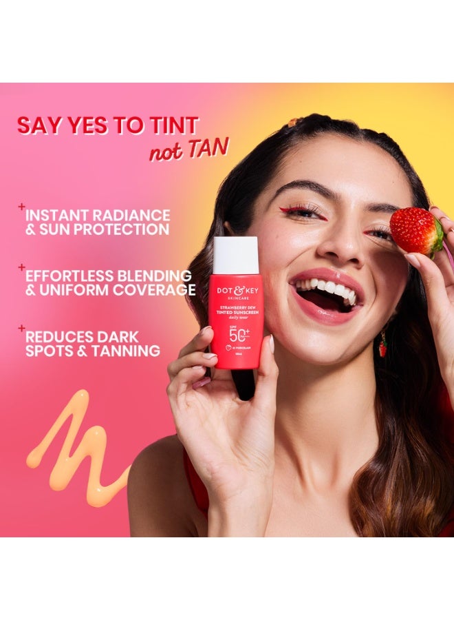 Dot & Key Strawberry Dew Tinted Sunscreen SPF 50+ Pa++++ - 01 Porcelain | Protection Against UA/UB | Broad Spectrum, Water & Sweat resistant | For All Skin Types | 50ml - Image 5
