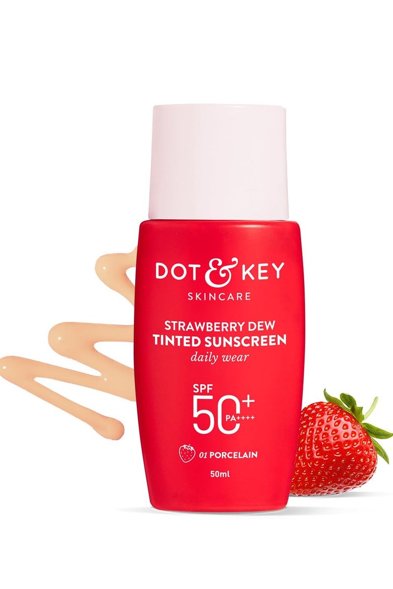 Dot & Key Strawberry Dew Tinted Sunscreen SPF 50+ Pa++++ - 01 Porcelain | Protection Against UA/UB | Broad Spectrum, Water & Sweat resistant | For All Skin Types | 50ml - Image 1
