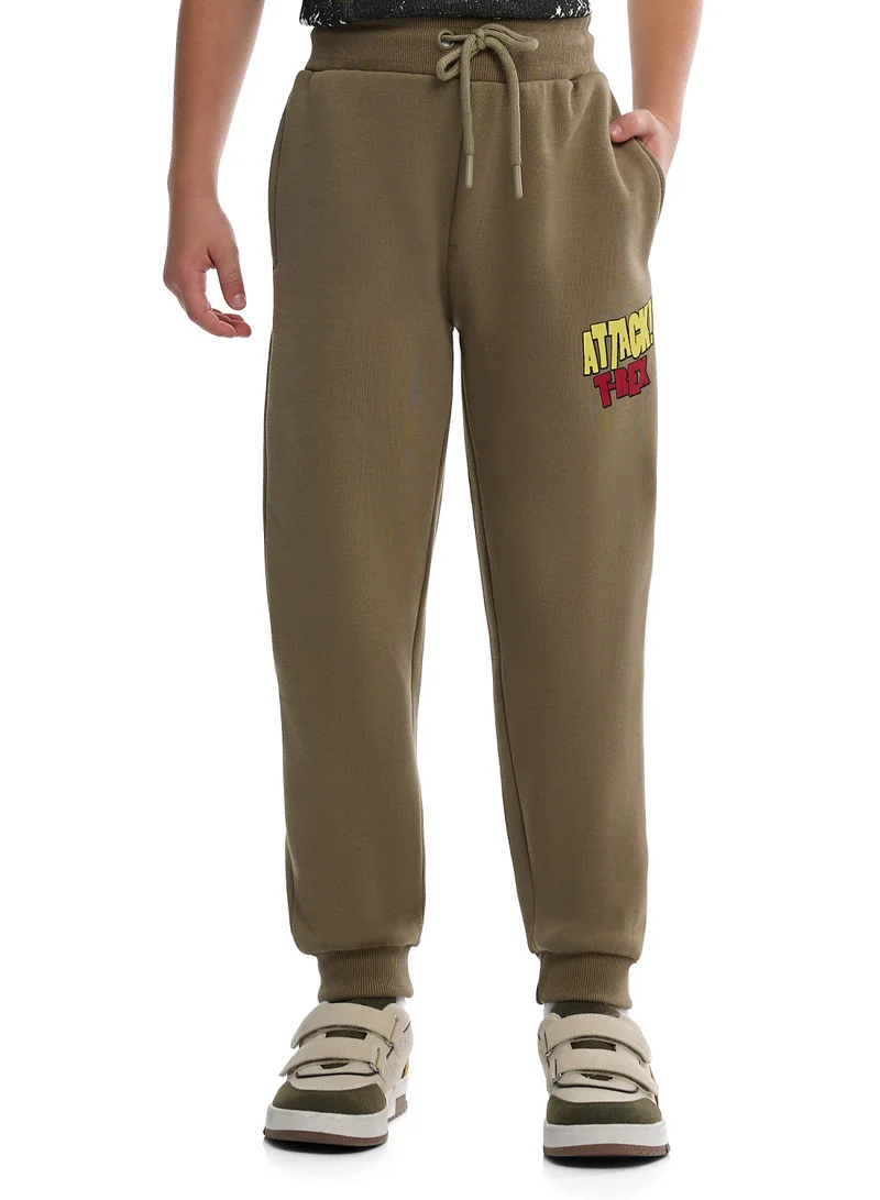 فكتور اند جين طقم شتوي للأولاد برسومات ديناصور - سويت شيرت وبنطلون رياضي وضع الهجوم