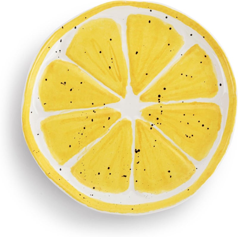 DEMDACO Decorative Serving Dining Dish Appetizer Plate 8 Inch Ceramic Stoneware Lemon - Image 1