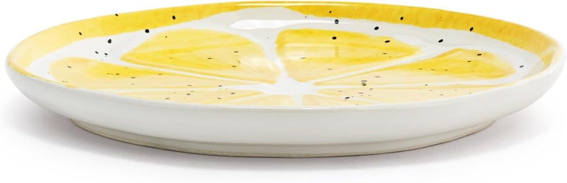 DEMDACO Decorative Serving Dining Dish Appetizer Plate 8 Inch Ceramic Stoneware Lemon - Image 2