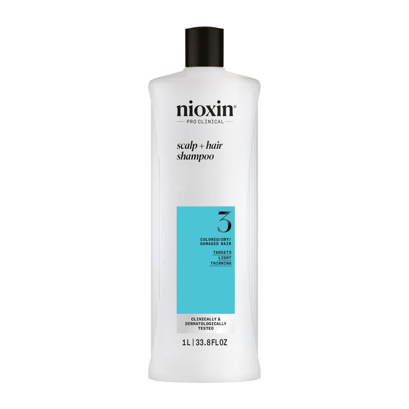 Nioxin System 3 Scalp + Hair Shampoo | For Colored or Damaged Hair with Light Thinning | With Niacinamide and Biotin | 33.8 Fl oz. - Image 1