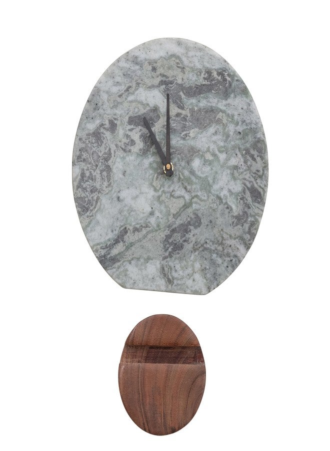 بلومينج فيل ساعة بلومينغفيل الرخامية على قاعدة من خشب الأكاسيا، مزيج من الأخضر والطبيعي - Image 4