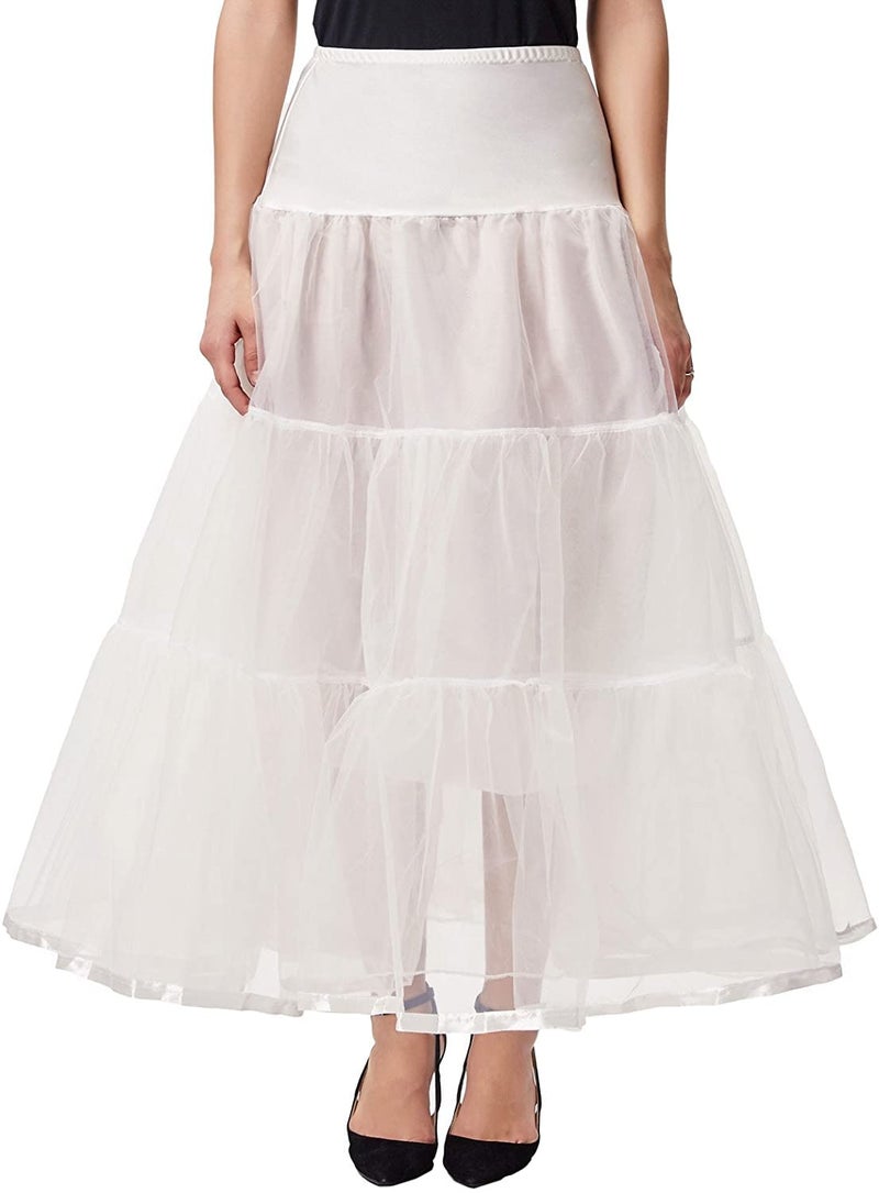 PINK WINGS Women's Ankle Length Cancan Underskirt Petticoats Hardnet (Small, White) - Image 3